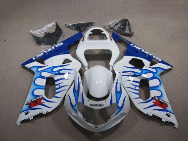 2001-2003 Suzuki GSXR 750 Motorcycle Fairings - White Blue Flame Canada for Sale