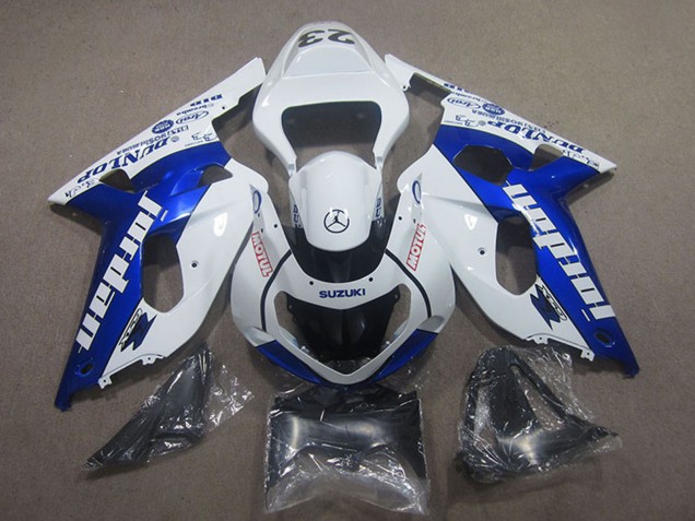 2001-2003 Suzuki GSXR 750 Motorcycle Fairings - White Blue Motul Jordan Canada for Sale