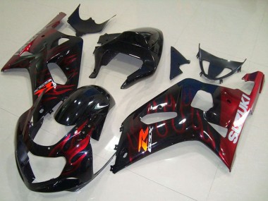 2001-2003 Suzuki GSXR 750 Motorcycle Fairings - Glossy Black Red Flame Canada for Sale