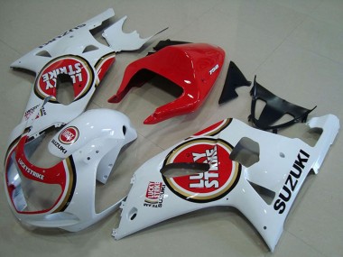2001-2003 Suzuki GSXR 750 Motorcycle Fairings - White Red Lucky Strike Canada for Sale