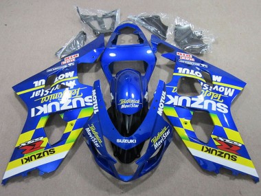 2004-2005 Suzuki GSXR 750 Motorcycle Fairings - Blue Neon Yellow Telefumica MoviStar Motul Canada for Sale