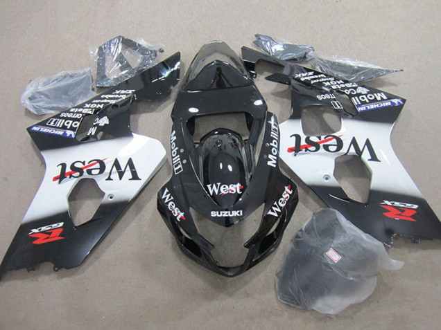 2004-2005 Suzuki GSXR 750 Motorcycle Fairings - Glossy Black White West Mobil Canada for Sale