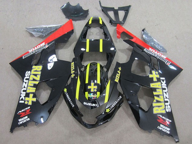 2004-2005 Suzuki GSXR 750 Motorcycle Fairings - Black Red Yellow Rizla Canada for Sale