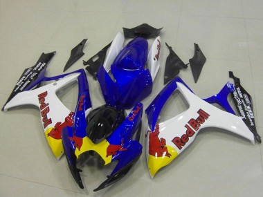 2006-2007 Suzuki GSXR 750 Motorcycle Fairings - Blue White Yellow Red Bull Canada for Sale