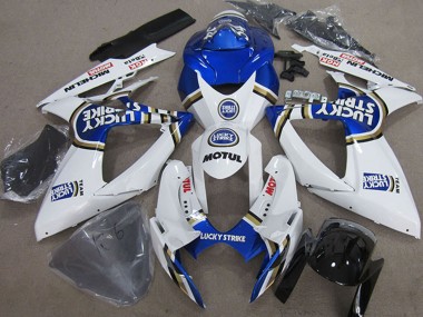 2006-2007 Suzuki GSXR 750 Motorcycle Fairings - White Blue Michelin Motul Lucky Strike Canada for Sale