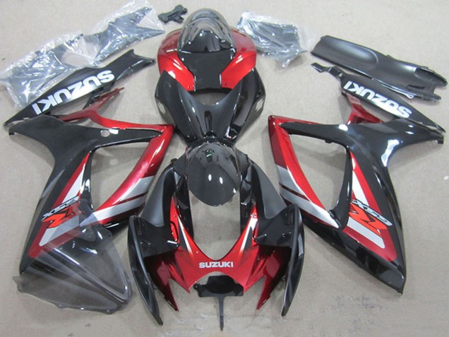 2006-2007 Suzuki GSXR 750 Motorcycle Fairings - Red Glossy Black Canada for Sale