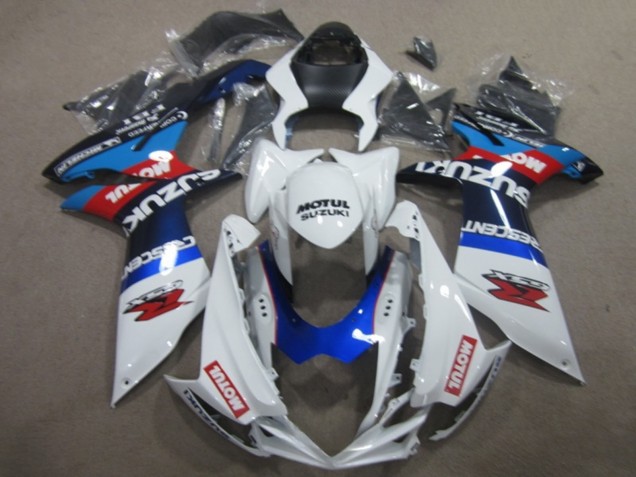 2011-2024 Suzuki GSXR 750 Motorcycle Fairings - White Blue Motul Canada for Sale