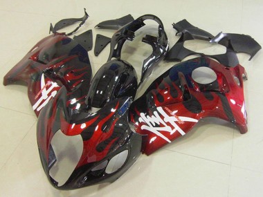 1996-2007 Suzuki GSXR 1300 Hayabusa Motorcycle Fairings - Glossy Black Red Flame Canada for Sale