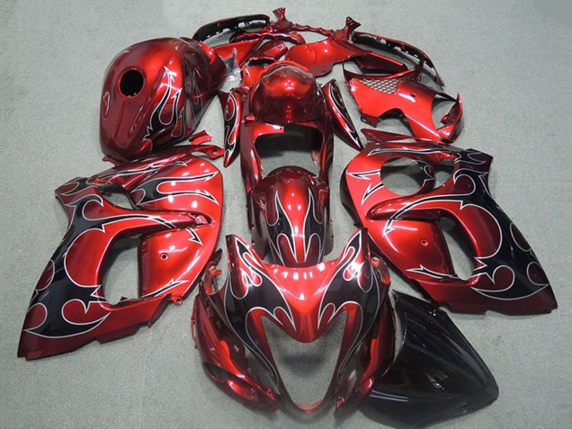 1996-2007 Suzuki GSXR 1300 Hayabusa Motorcycle Fairings - Red Silver Black Flame Canada for Sale