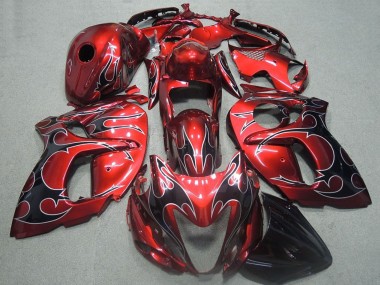 2008-2020 Suzuki GSXR 1300 Hayabusa Motorcycle Fairings - Red Black Flame Canada for Sale