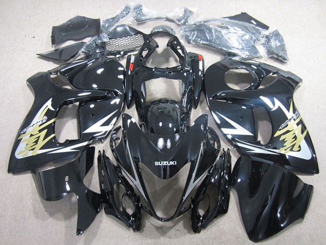 2008-2020 Suzuki GSXR 1300 Hayabusa Motorcycle Fairings - Glossy Black White Gold Decal Canada for Sale
