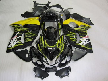 2008-2020 Suzuki GSXR 1300 Hayabusa Motorcycle Fairings - Glossy Black Yellow Flame Canada for Sale