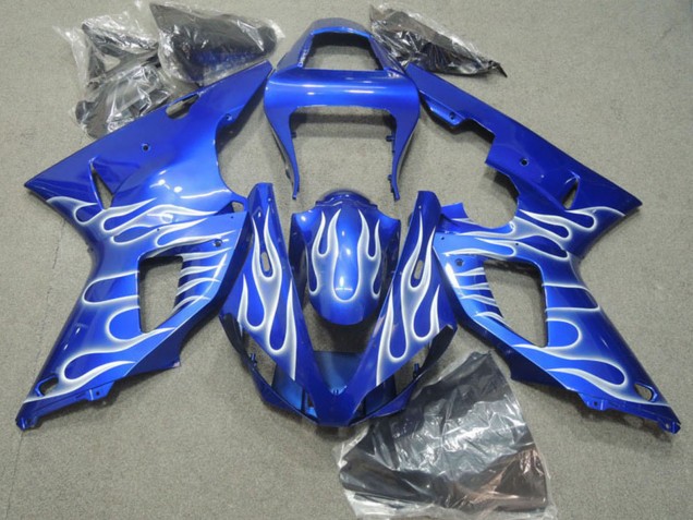 2000-2001 Yamaha YZF R1 Motorcycle Fairings - Blue White Flame Canada for Sale
