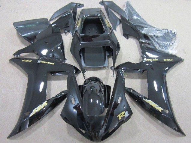 2002-2003 Yamaha YZF R1 Motorcycle Fairings - Glossy Black Gold Decal Canada for Sale