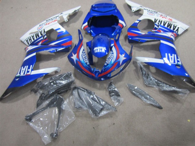 2002-2003 Yamaha YZF R1 Motorcycle Fairings - White Blue Red Motul Fiat Canada for Sale