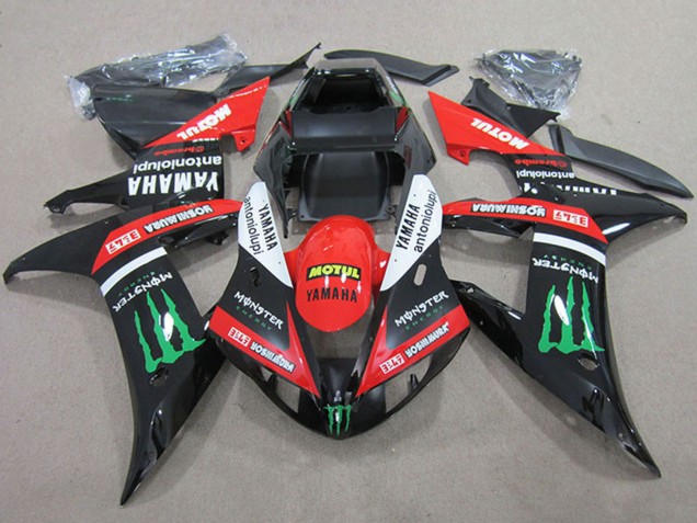 2004-2006 Yamaha YZF R1 Motorcycle Fairings - Red White Glossy Black Green Motul Monster Canada for Sale