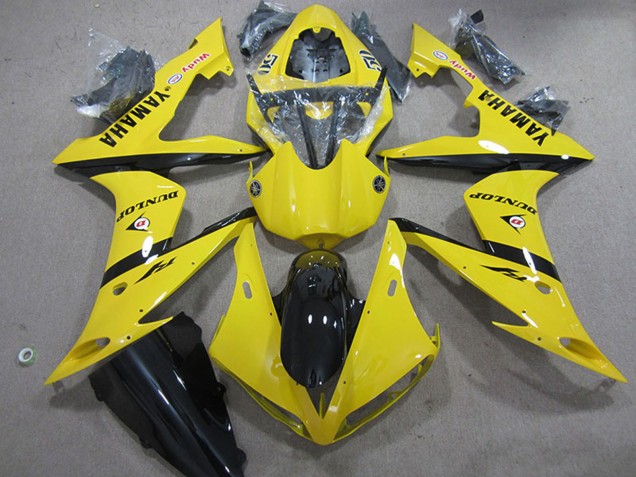2004-2006 Yamaha YZF R1 Motorcycle Fairings - Yellow Glossy Black Dunlop Canada for Sale