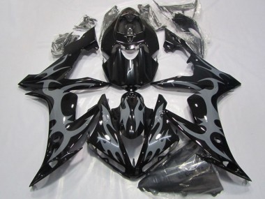 2004-2006 Yamaha YZF R1 Motorcycle Fairings - Glossy Black Grey Flame Canada for Sale