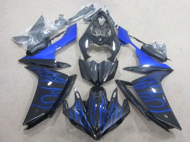 2007-2008 Yamaha YZF R1 Motorcycle Fairing - Glossy Black Blue Flame Canada for Sale