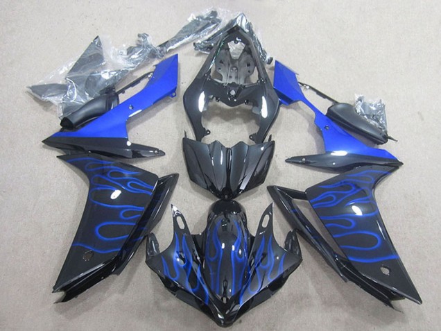2007-2008 Yamaha YZF R1 Motorcycle Fairing - Glossy Black Blue Flame Canada for Sale