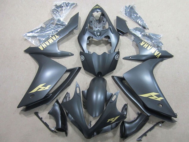 2007-2008 Yamaha YZF R1 Motorcycle Fairings - Matte Black Gold Decal Canada for Sale