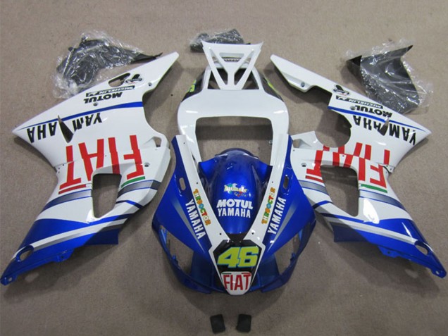 2009-2011 Yamaha YZF R1 Motorcycle Fairings - White Blue Red Fiat Motul Dunlop 46 Canada for Sale