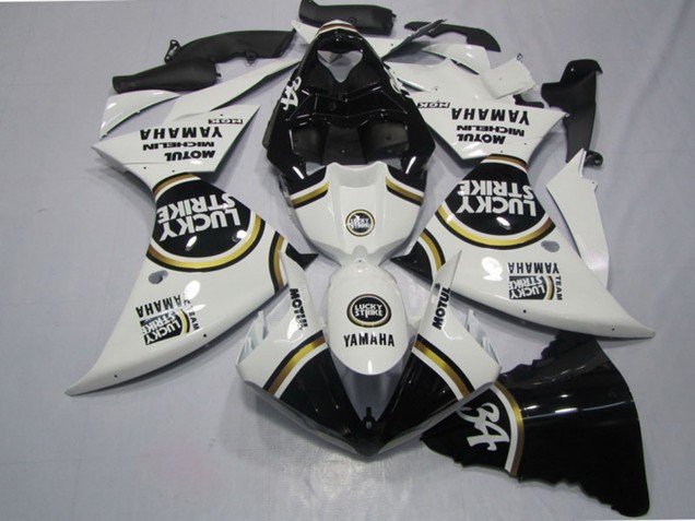 2009-2011 Yamaha YZF R1 Motorcycle Fairings - White Black Lucky Strike Canada for Sale