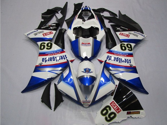 2009-2011 Yamaha YZF R1 Motorcycle Fairings - White Blue Black Sterilgarda SCALZ 69 Canada for Sale