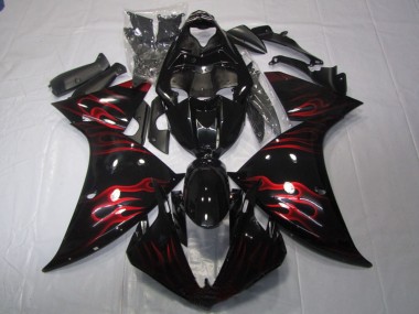 2009-2011 Yamaha YZF R1 Motorcycle Fairing - Glossy Black Red Flame Canada for Sale