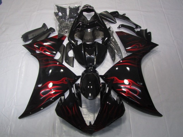2009-2011 Yamaha YZF R1 Motorcycle Fairing - Glossy Black Red Flame Canada for Sale
