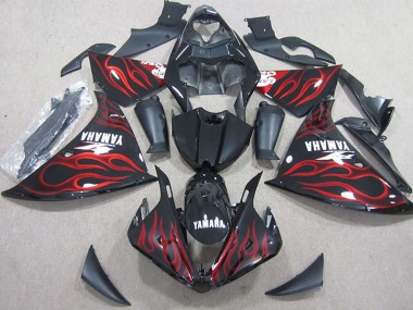 2009-2011 Yamaha YZF R1 Motorcycle Fairings - Glossy Black Red Flame Canada for Sale