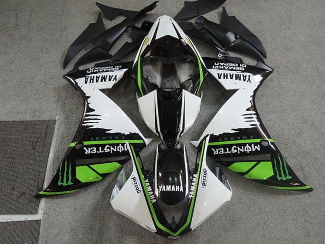2009-2011 Yamaha YZF R1 Motorcycle Fairings - White Black Green Monster Semakin Didepan Canada for Sale