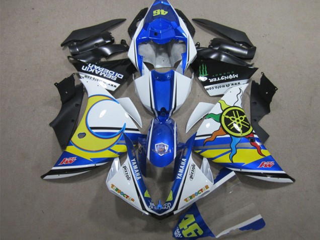 2012-2014 Yamaha YZF R1 Motorcycle Fairings - White Blue Yellow Black Pizzoli Semakin Didepan Monster Canada for Sale