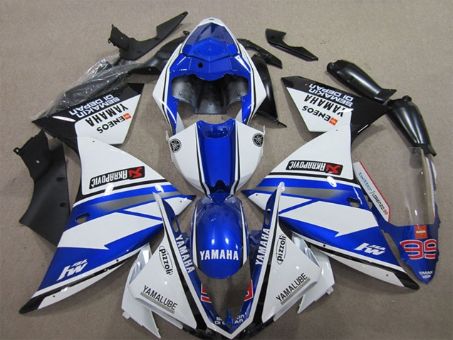2012-2014 Yamaha YZF R1 Motorcycle Fairings - White Blue Black Pizzoli ENEOS Yamalube Semakin Didepan Canada for Sale