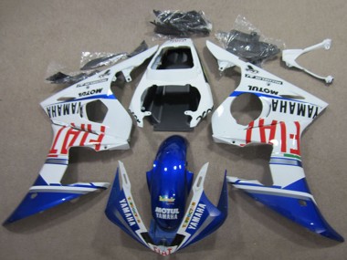 2003-2004 Yamaha YZF R6 Motorcycle Fairings - White Blue Red Fiat Motul Canada for Sale