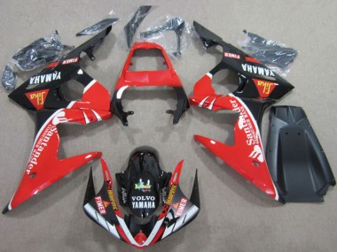 2003-2004 Yamaha YZF R6 Motorcycle Fairings - Red White Glossy Black Santander Fimer Volvo Canada for Sale