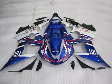 2003-2004 Yamaha YZF R6 Motorcycle Fairings - White Blue Red Motul Fiat Canada for Sale