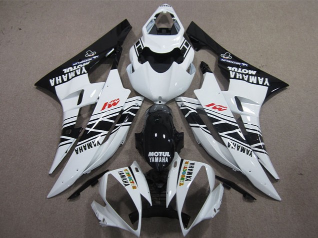 2006-2007 Yamaha YZF R6 Motorcycle Fairings - White Glossy Black Motul Canada for Sale