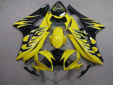 2006-2007 Yamaha YZF R6 Motorcycle Fairings - Yellow Black Flame Canada for Sale