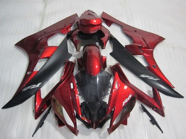 2006-2007 Yamaha YZF R6 Bike Fairings - Red Matte Black Canada for Sale