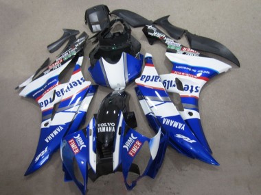 2006-2007 Yamaha YZF R6 Motorcycle Fairings - White Blue Red Sterilgarda Volvo Fimer Canada for Sale