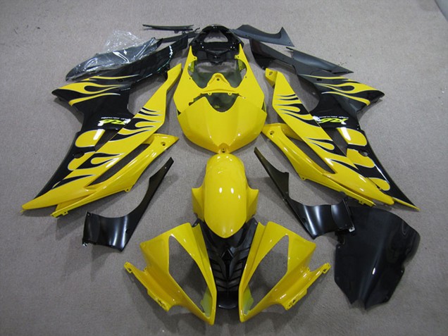2008-2016 Yamaha YZF R6 Motorcycle Fairings - Yellow Glossy Black Flame Canada for Sale