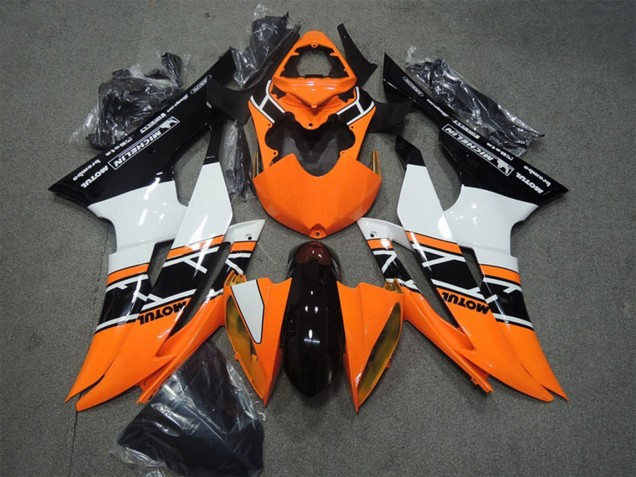 2008-2016 Yamaha YZF R6 Motorcycle Fairings - Orange White Glossy Black Motul Canada for Sale