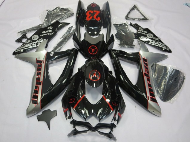 Black Grey Jordan 2008-2010 GSXR 600-750 Fairings