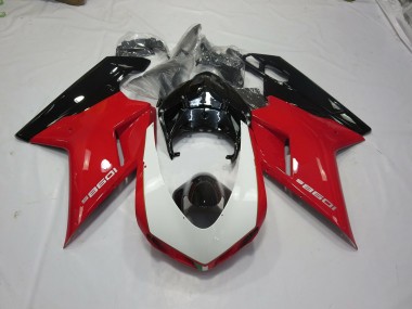 Black Red and White 2007-2014 Ducati 848 1098 1198 Fairings