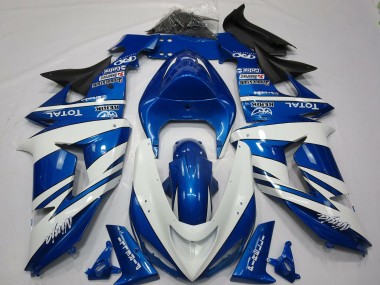 Blue White Ninja 2006-2007 ZX10R Fairings