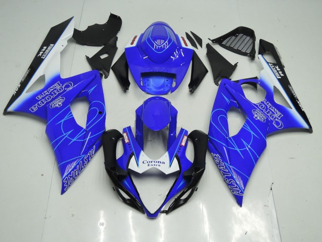 Blue and White Corona 2005-2006 GSXR 1000 Fairings