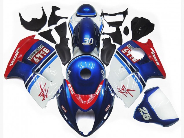 Blue and White Custom Logo Motul 1997-2007 GSXR 1300 Hayabusa Fairings