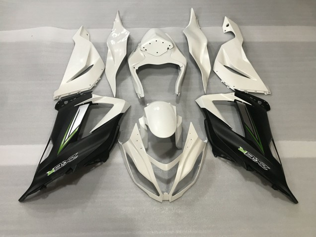 Crystal White & Satin Black 2013-2018 ZX6R Fairings Crystal White & Satin Black 2013-2018 ZX6R Fairings