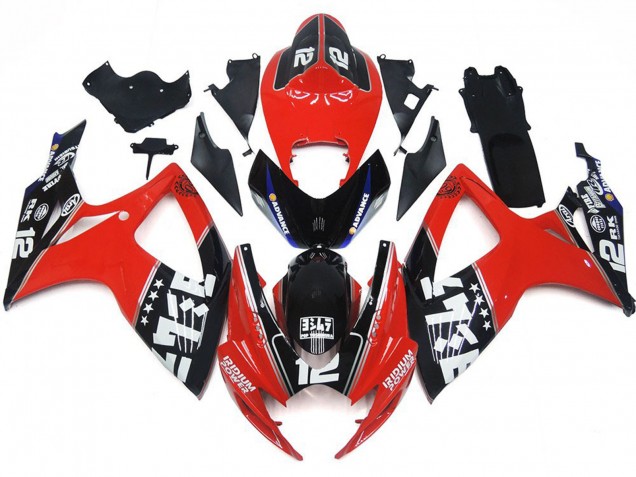 Custom Red and Black Logos 2006-2007 GSXR 600-750 Fairings